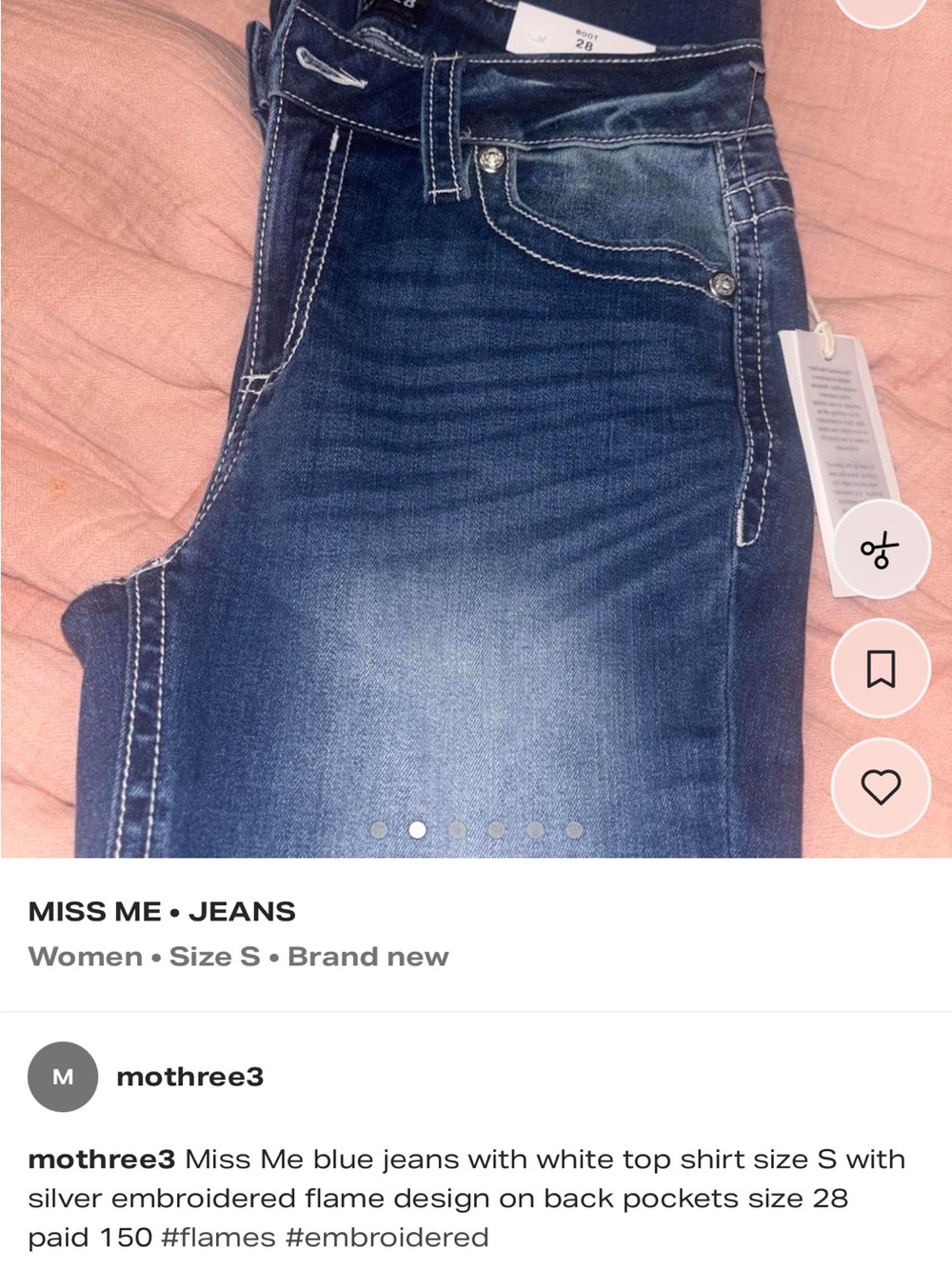 Miss Me Dark Blue Skinny Jeans with White Contrast Stitching & miss me shirt